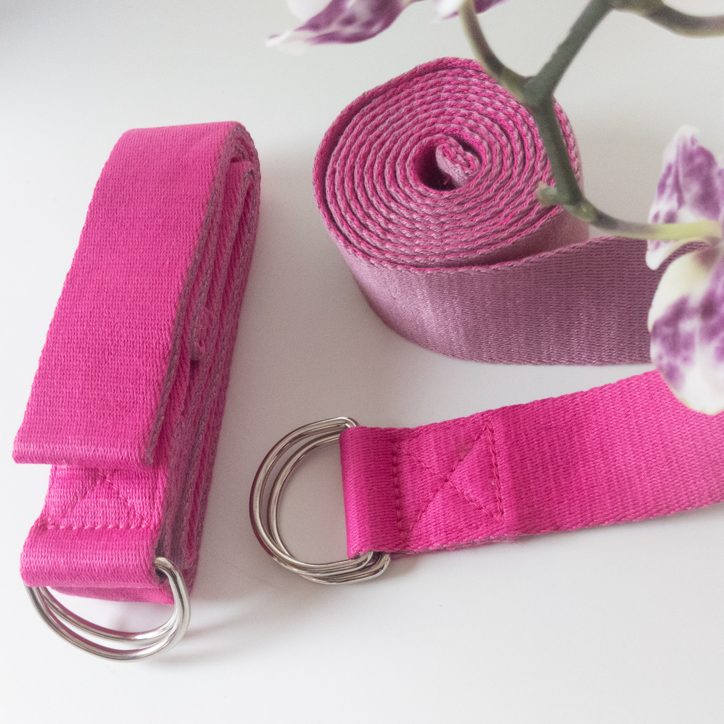 Cotton Yoga Strap - Pink / Purple